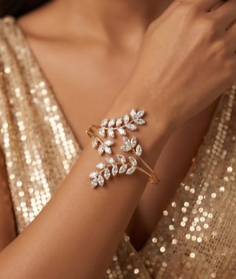 Leafy Crystal Cuff Bracelet